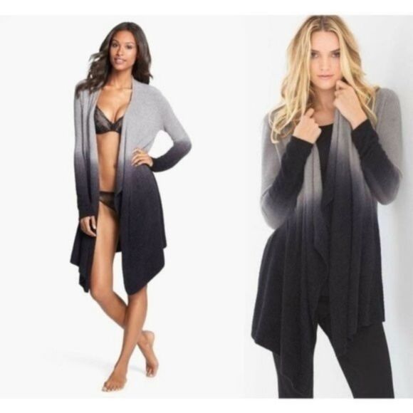 Barefoot Dreams CozyChic Lite Ombré Cardigan Sweater Size Small Gray Blue - Picture 9 of 9